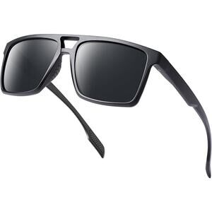 New Bircen Mens Black Polarized UV Protection Metal Frame Sport Sunglasses